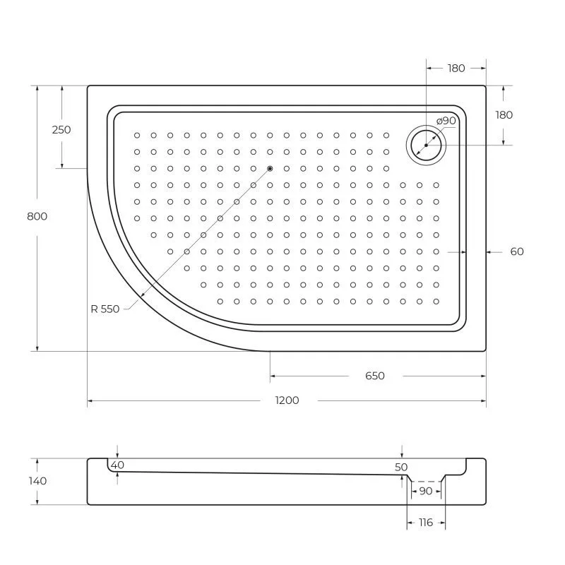 Поддон для душа Cezares Tray TRAY-A-RH-120/80-550-15-W-L R120х80 L, с сифоном Sancos — официальный сайт