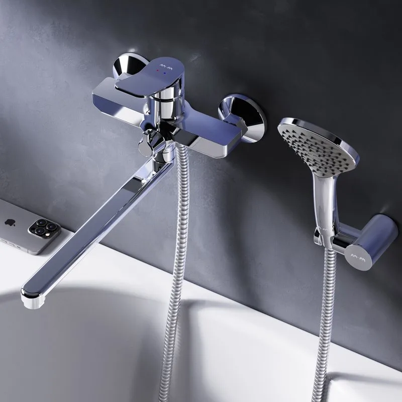 Смеситель с длинным изливом для ванны AM.PM X-Joy F85A95000, хром Sancos — официальный сайт