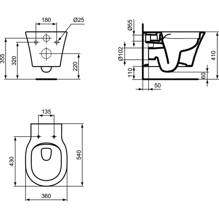 Чаша для унитаза подвесного Ideal Standard Connect Air E228801 Sancos — официальный сайт