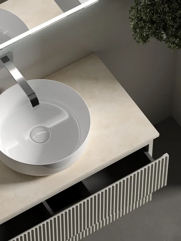 Тумба с раковиной Sancos Snob R 80 см, beige soft, столешница бежевая, раковина CN6022 Sancos — официальный сайт