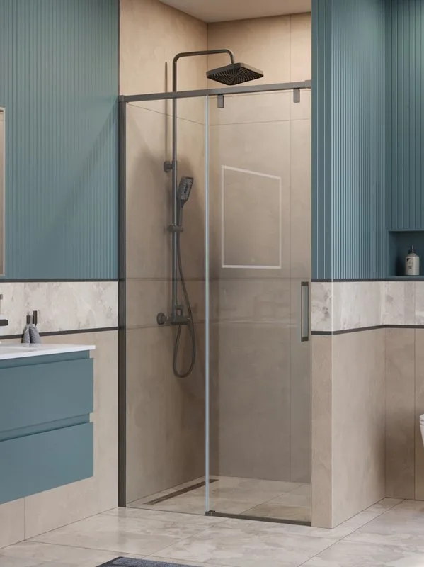 Душевая дверь в нишу BelBagno Soft Close-1 BF-1-100-C-GM профиль оружейная сталь Sancos — официальный сайт