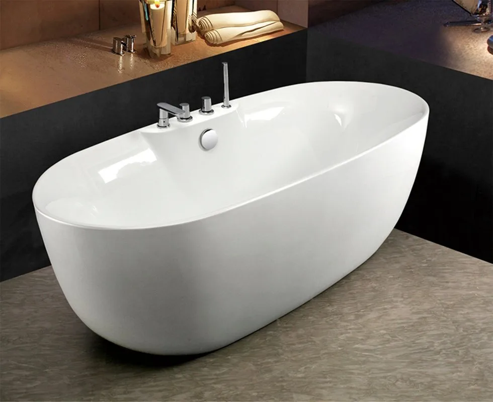 Акриловая ванна Esbano Rome SM 170x80 см, отдельностоящая, белая, овальная, со смесителем, со сливом Sancos — официальный сайт