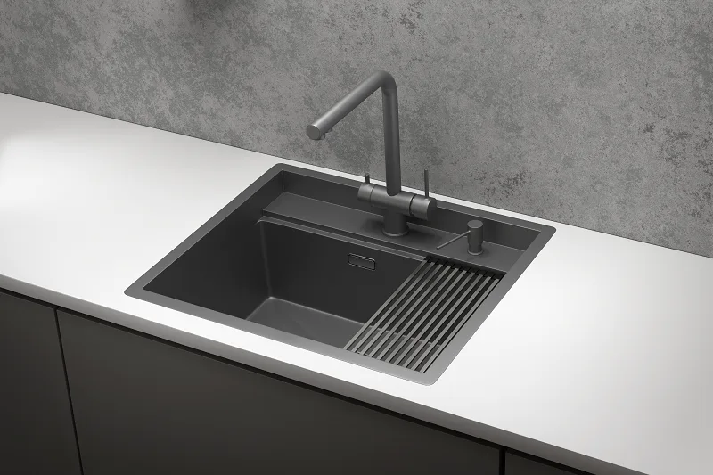 Мойка кухонная Granula Kitchen Space 6051, графит матовый Sancos — официальный сайт