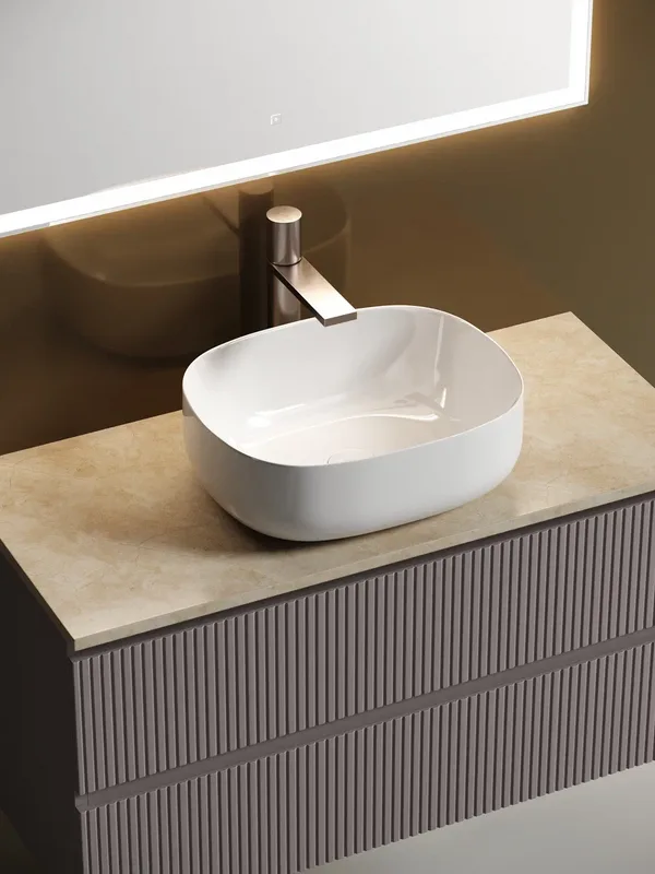Тумба с раковиной Sancos Snob T 100 см, doha soft, столешница бежевая, раковина CN6018 Sancos — официальный сайт