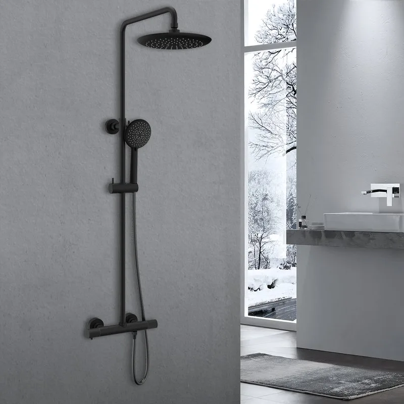 Душевая стойка Vincea Desire VSFS-1D0TMB, с термостатом, черная матовая Sancos — официальный сайт