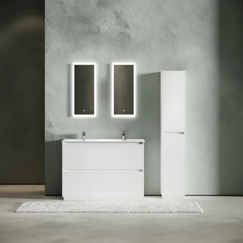 Тумба с раковиной Sancos Libra Floor 120 двойная белая раковина CN7004, белый глянец Sancos — официальный сайт