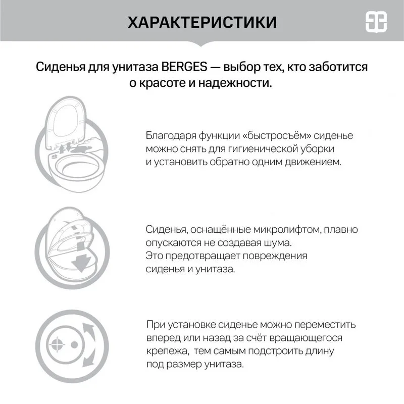Крышка-сиденье Berges Real Slim SO с микролифтом Sancos — официальный сайт