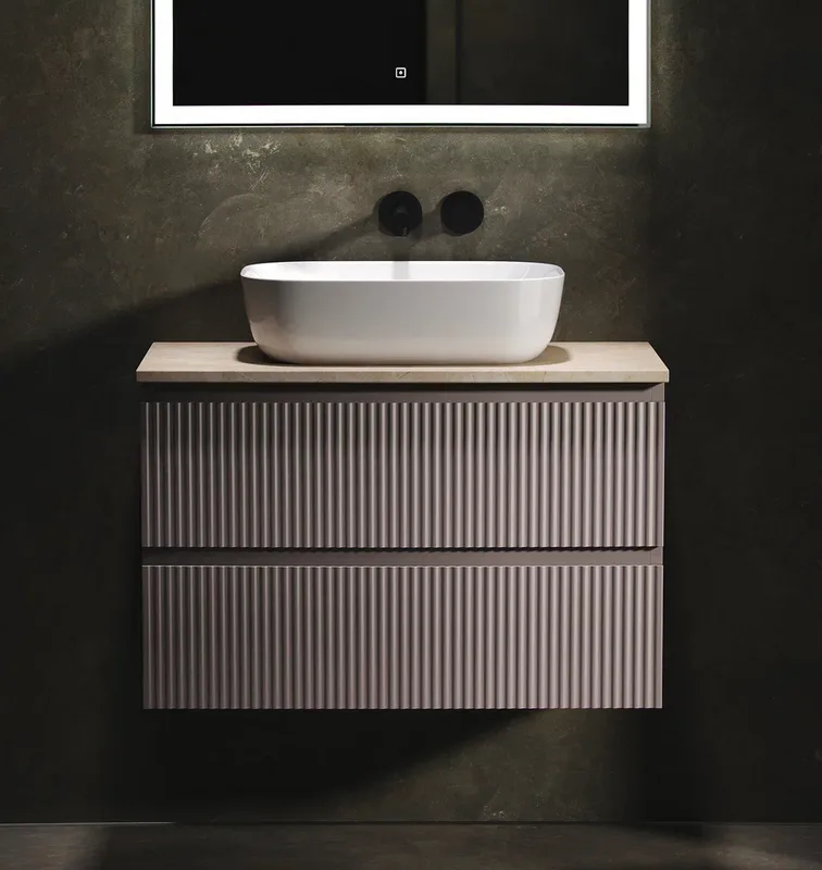 Тумба с раковиной Sancos Snob R 80 см, doha soft, столешница бежевая, раковина CN6008 Sancos — официальный сайт