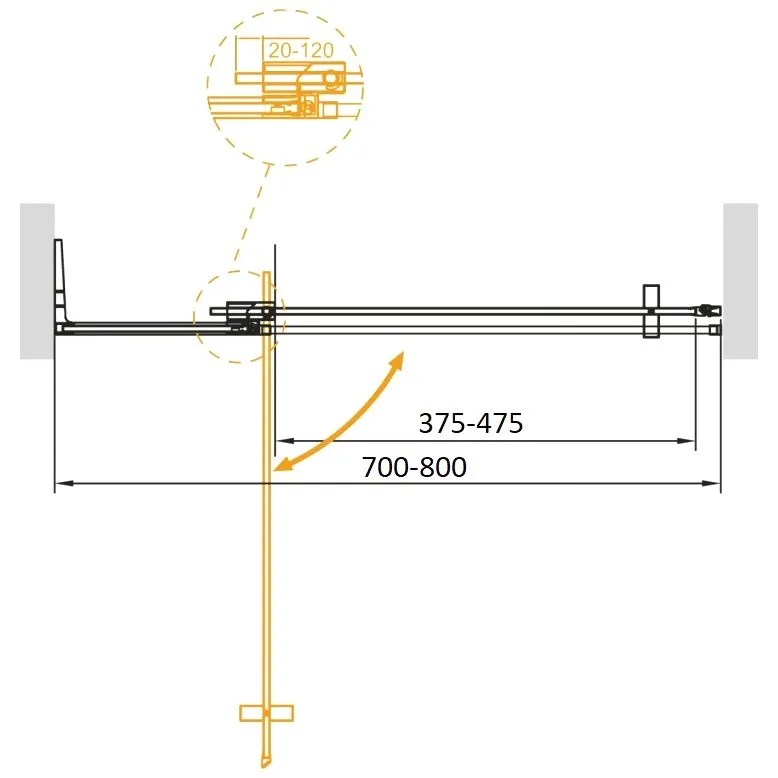 Душевая дверь в нишу Cezares Slider SLIDER-B-1-70/80-BR-BORO 80 см, профиль брашированное золото, ст Sancos — официальный сайт