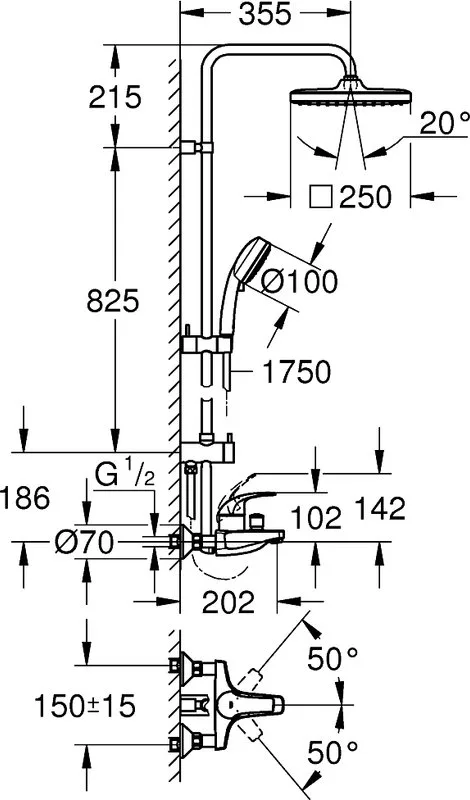 Душевая стойка Grohe Tempesta Cosmopolitan System 250 Cube 26693000 Sancos — официальный сайт