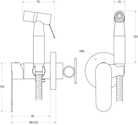 Гигиенический душ Cezares Stylus STYLUS-DIF-NOP С ВНУТРЕННЕЙ ЧАСТЬЮ, матовый черный Sancos — официальный сайт