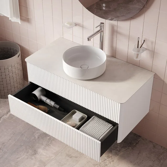 Тумба под раковину без столешницы IDDIS Aiger 100 подвесная, матовая белая soft touch Sancos — официальный сайт