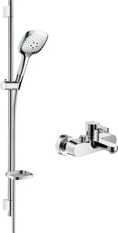 Смеситель для ванны с душем Hansgrohe Metris S 31460000, + Душевой гарнитур Hansgrohe Raindance Sele Sancos — официальный сайт