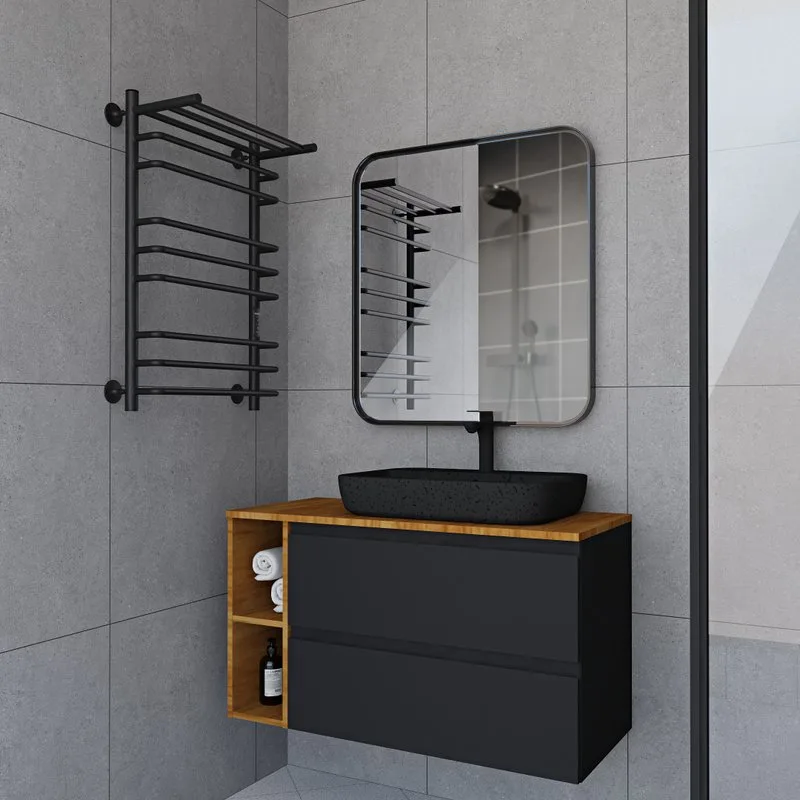 Полотенцесушитель электрический Indigo Brace Lux LCBLE70-40PBRRt с полкой, черный муар Sancos — официальный сайт