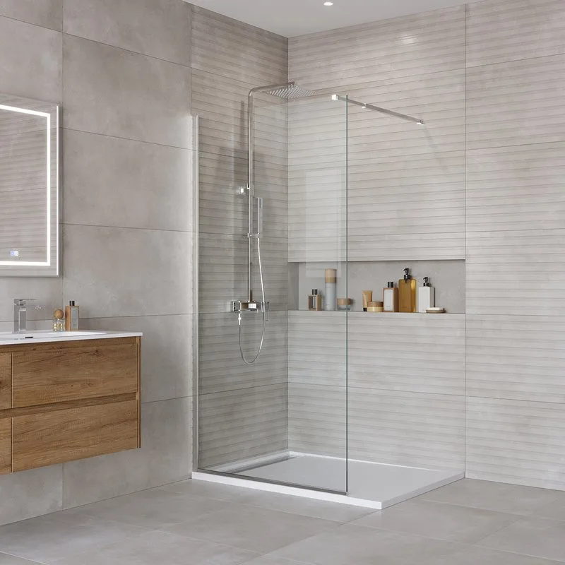 Душевая перегородка BelBagno Kraft 100 см, профиль хром, стекло прозрачное Sancos — официальный сайт