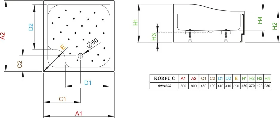 Поддон для душа Radaway Korfu С800 с сифоном Sancos — официальный сайт