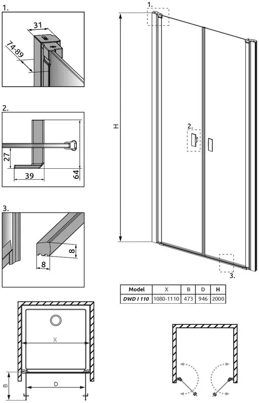 Душевая дверь в нишу Radaway Nes DWD I 110 Sancos — официальный сайт