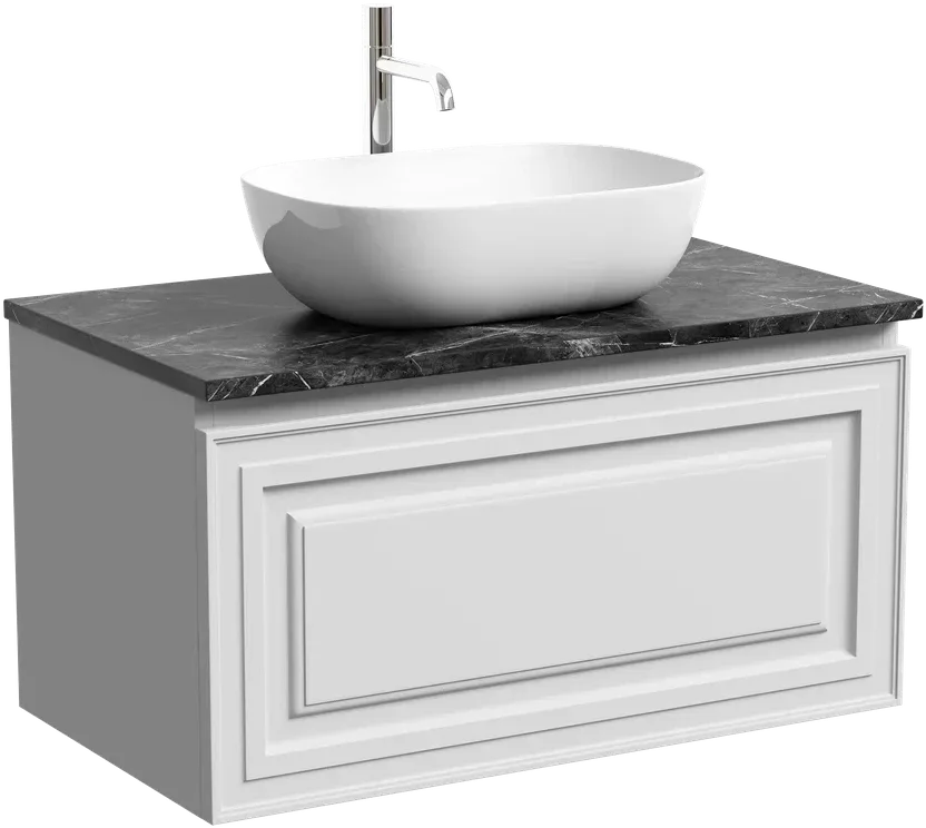 Тумба с раковиной Sancos Very 80 см, bianco, столешница черный мрамор, раковина CN6009 Sancos — официальный сайт