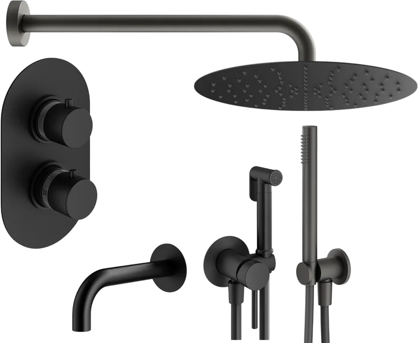 Комплект для ванной Plumberia Selection Ixo KITZXOT19NO260 С ВНУТРЕННЕЙ ЧАСТЬЮ, черный матовый Sancos — официальный сайт