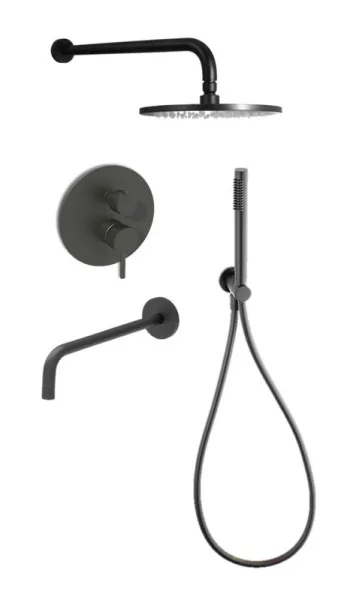 Душевой комплект Paffoni Light KITLIG019NO045, С ВНУТРЕННЕЙ ЧАСТЬЮ, черный матовый Sancos — Оригинал