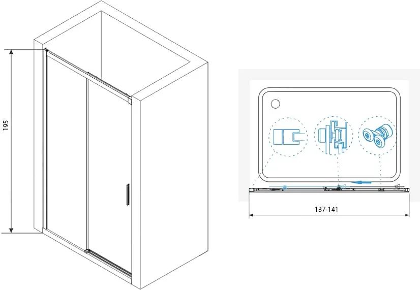 Душевой уголок RGW Leipzig LE-12B+80 см (137-141)x80x195 профиль черный матовый, стекло прозрачное Sancos — официальный сайт