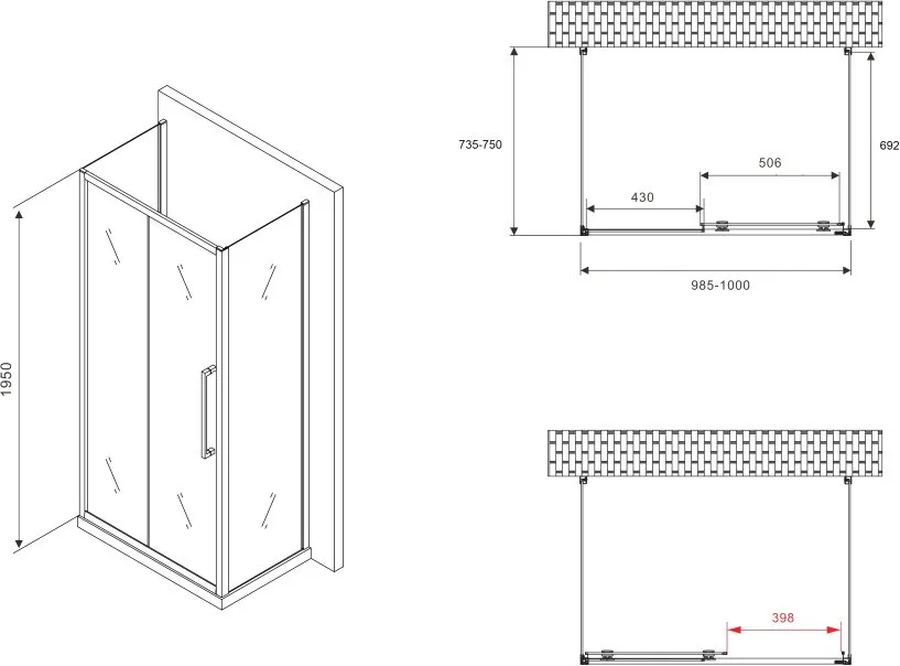 Душевой уголок Abber Schwarzer Diamant AG30100H-S75-S75 100x75, профиль хром, стекло прозрачное Sancos — официальный сайт
