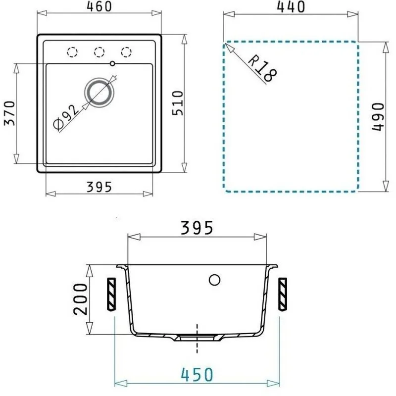 Кухонная мойка кварцевая Uperwood Quartz UPD-07-01, прямоугольная, белая Sancos — официальный сайт