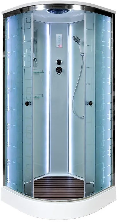 Душевая кабина DTO EM1580 80х80, LED, профиль хром, стекло матовое с узором Sancos — официальный сайт