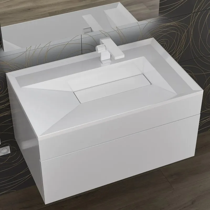 Мебельная раковина Uperwood Lotus Premium 80 глянцевая белая Sancos — официальный сайт