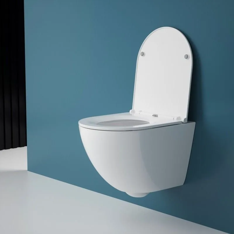 Подвесной унитаз Esbano Gardena-49T ESUPGARD49TW белый глянец безободковый, смыв Торнадо, с сиденьем Sancos — официальный сайт