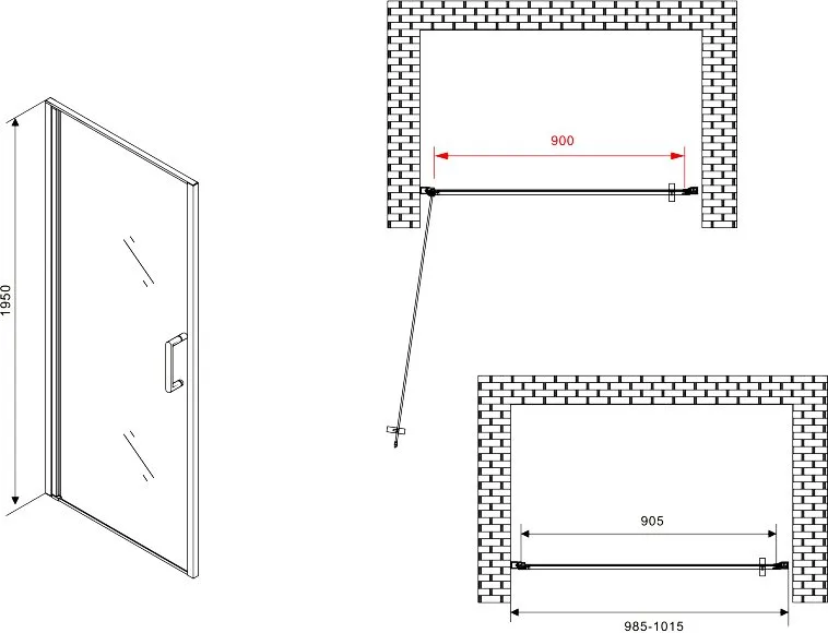 Душевая дверь в нишу Abber Sonnenstrand AG04100B 100 см, профиль черный, стекло прозрачное Sancos — официальный сайт