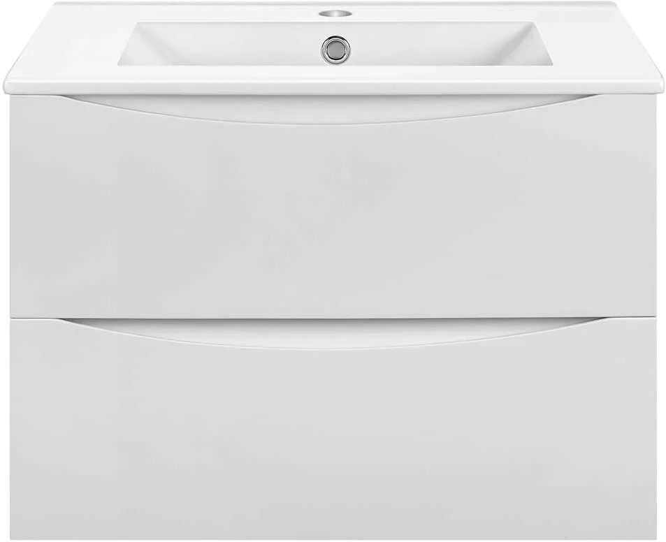Тумба под раковину без столешницы Vincea Mia Slim 60, подвесная, 2 ящика, белая глянцевая Sancos — официальный сайт