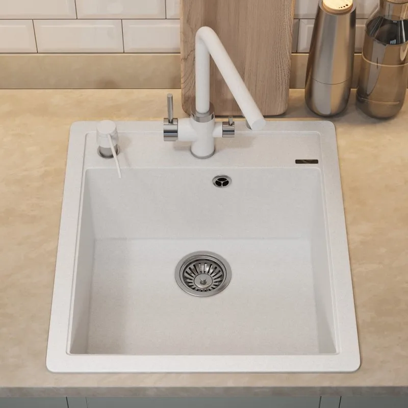 Кухонная мойка кварцевая Uperwood Quartz UPD-07-01, прямоугольная, белая Sancos — официальный сайт