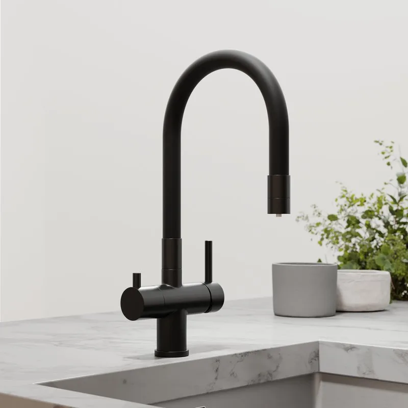 Смеситель для кухни Sancos Lucia SC4004MB с гибким изливом, черный матовый Sancos — официальный сайт