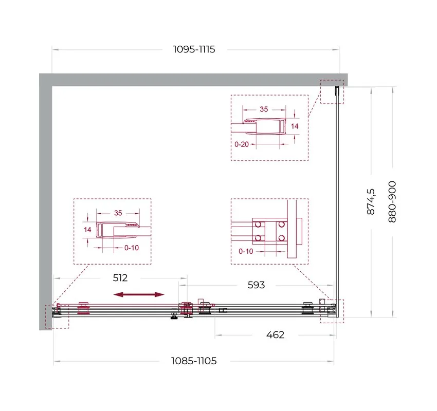 Душевой уголок BelBagno Soft Close-2 AH-1-110/90-C-GM профиль оружейная сталь Sancos — официальный сайт