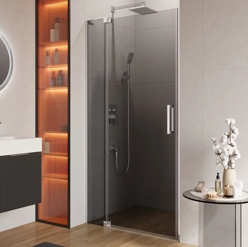 Душевая дверь в нишу Cezares Slider B 1 80/90 GRIGIO Cr профиль хром, стекло серое Sancos — официальный сайт