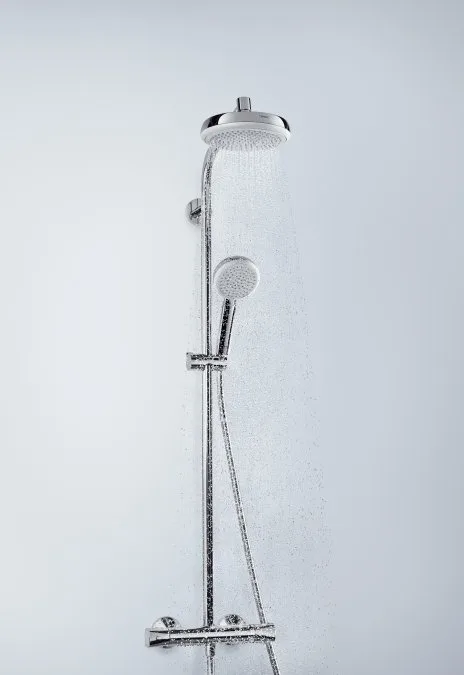 Душевая стойка Hansgrohe Crometta 160 1 Jet 27264400, с термостатом Sancos — официальный сайт
