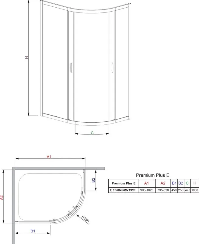 Душевой уголок Radaway Premium Plus E 100x80x190 стекло фабрик Sancos — официальный сайт