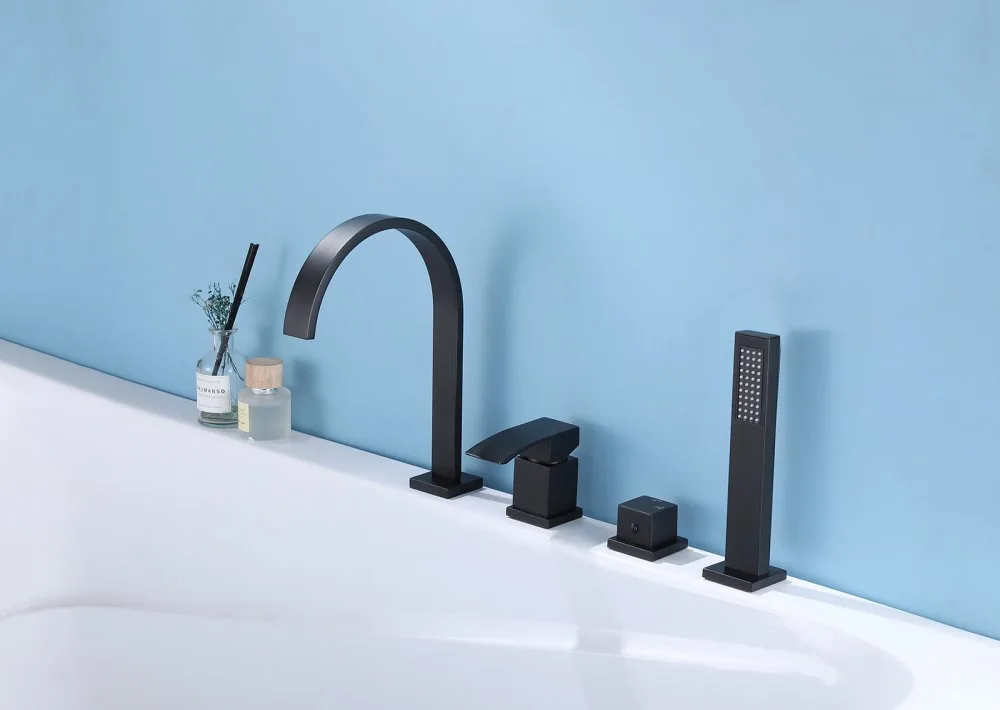 Смеситель на борт ванны Abber Wasserfall AF8613B, черный Sancos — официальный сайт