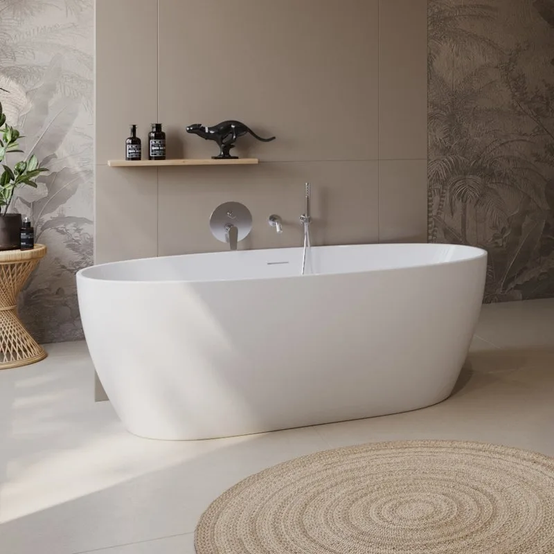 Акриловая ванна BelBagno BB414 170x80 см, отдельностоящая, белая, овальная, со сливом-переливом Sancos — официальный сайт