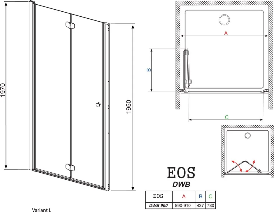 Душевая дверь в нишу Radaway EOS DWB 90 интимато L Sancos — официальный сайт