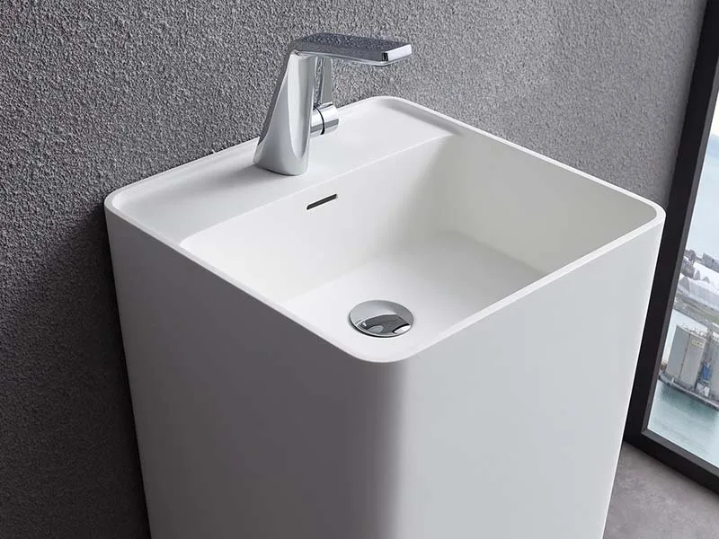 Раковина Uni-Flow Kube FS501-425 Gloss White слив в стену Sancos — официальный сайт