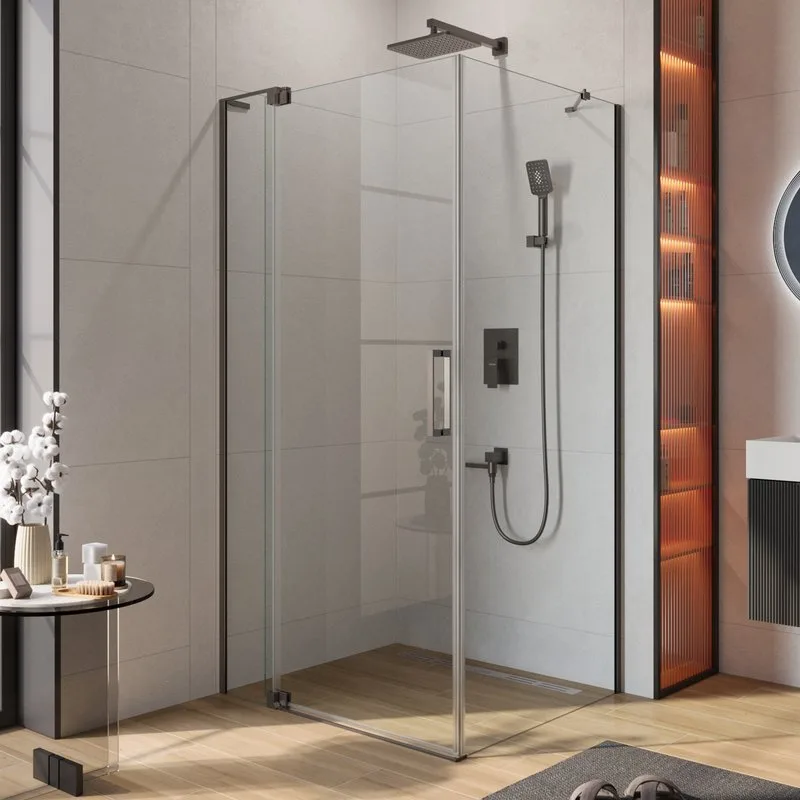 Душевой уголок Cezares Slider AH 1 100-80/90 C GM профиль оружейная сталь, стекло прозрачное Sancos — официальный сайт