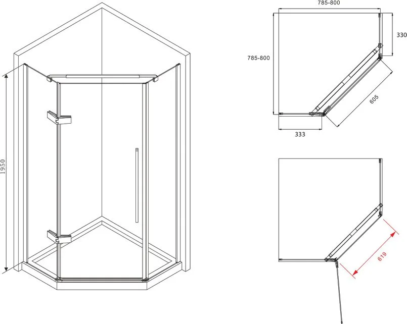 Душевой уголок Abber Ewiges Wasser AG05080B 80x80, профиль черный, стекло прозрачное Sancos — официальный сайт
