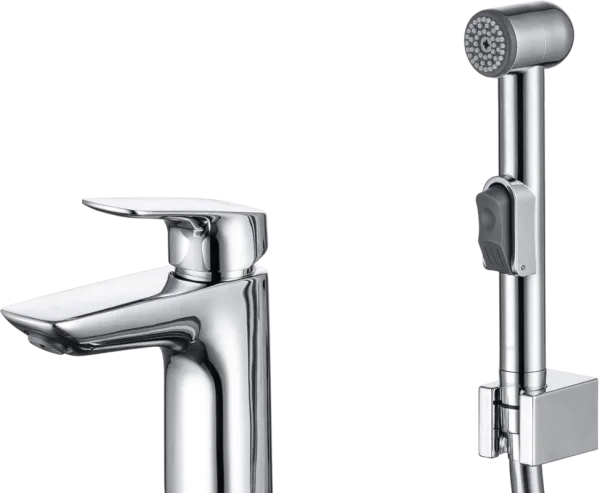 Смеситель для раковины AQUATEK Вега AQ1012CR с гигиеническим душем, хром Sancos — Оригинал