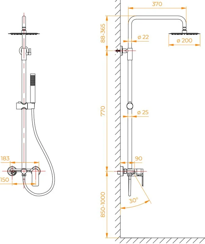 Душевая стойка RGW Shower Panels SP-27Gr, серая Sancos — официальный сайт
