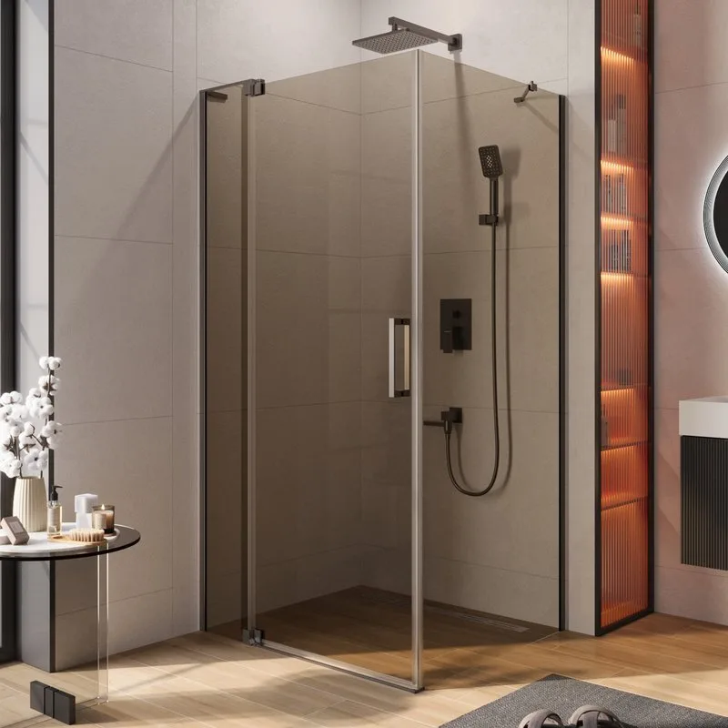 Душевой уголок Cezares Slider AH 1 90-100/110 BR GM профиль оружейная сталь, стекло бронза Sancos — официальный сайт