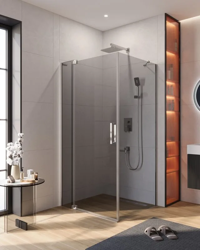 Душевой уголок Cezares Slider AH 1 100-100/110 Grigio Cr профиль хром, стекло серое Sancos — официальный сайт