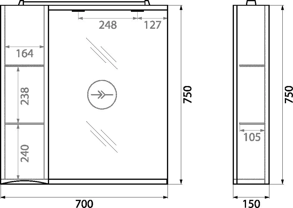 Зеркало BelBagno Marino 70 L 70 Sancos — официальный сайт