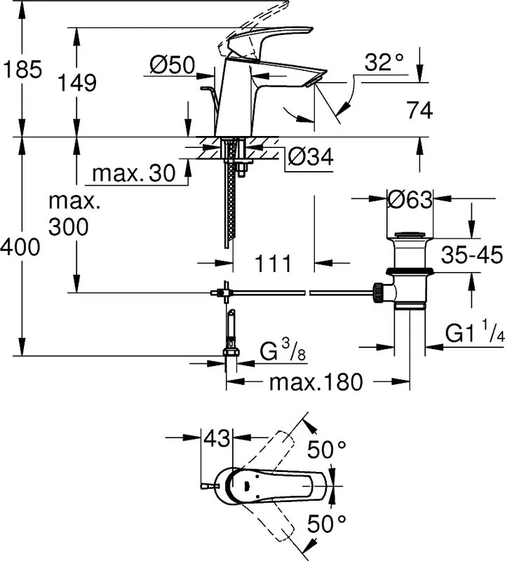 Смеситель для раковины Grohe Eurosmart 23965003 Sancos — официальный сайт
